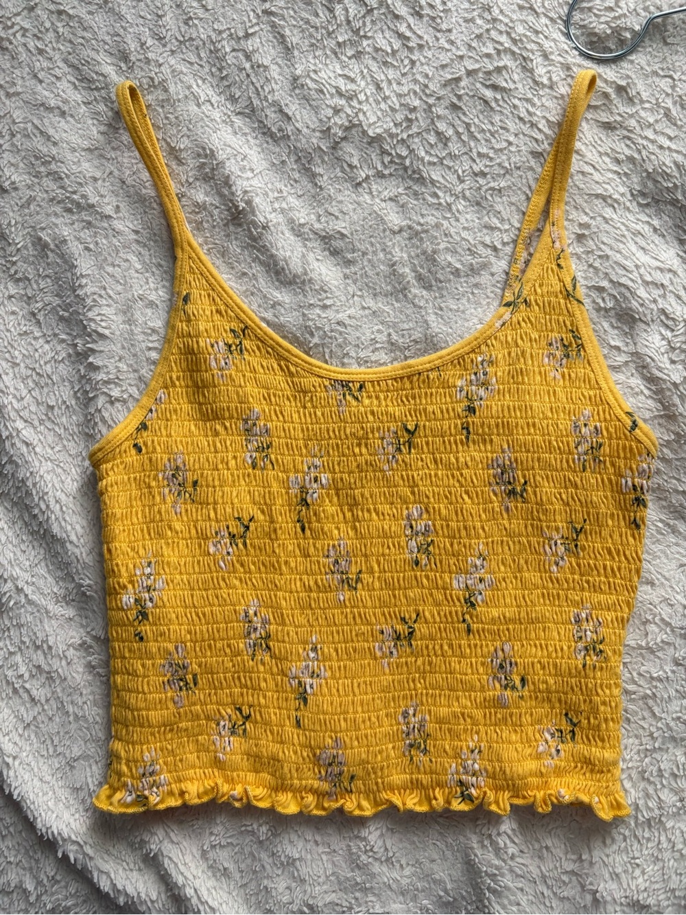 Hollister Yellow Floral Smocked Cami Tank